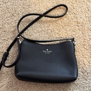 kate spade Black Pebbled Leather Crossbody with Gold Logo